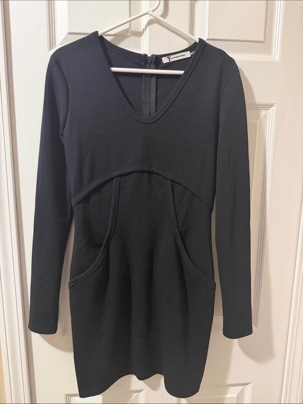 Alexander Wang Black Long-Sleeve V-Neck Dress Size M